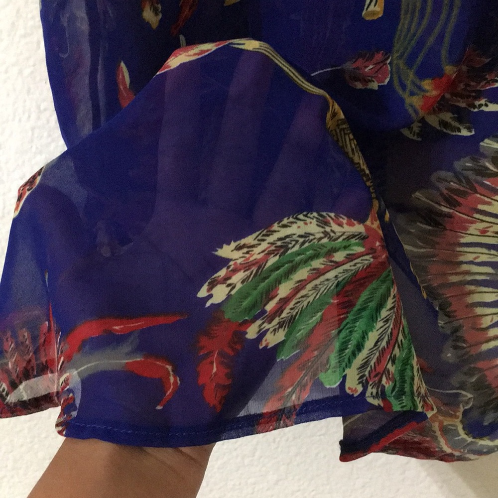 See-Through Button down Colorful Top - Picture 3 of 3